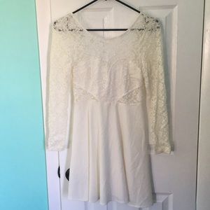 Beautiful off white dress with lace sleeves & top